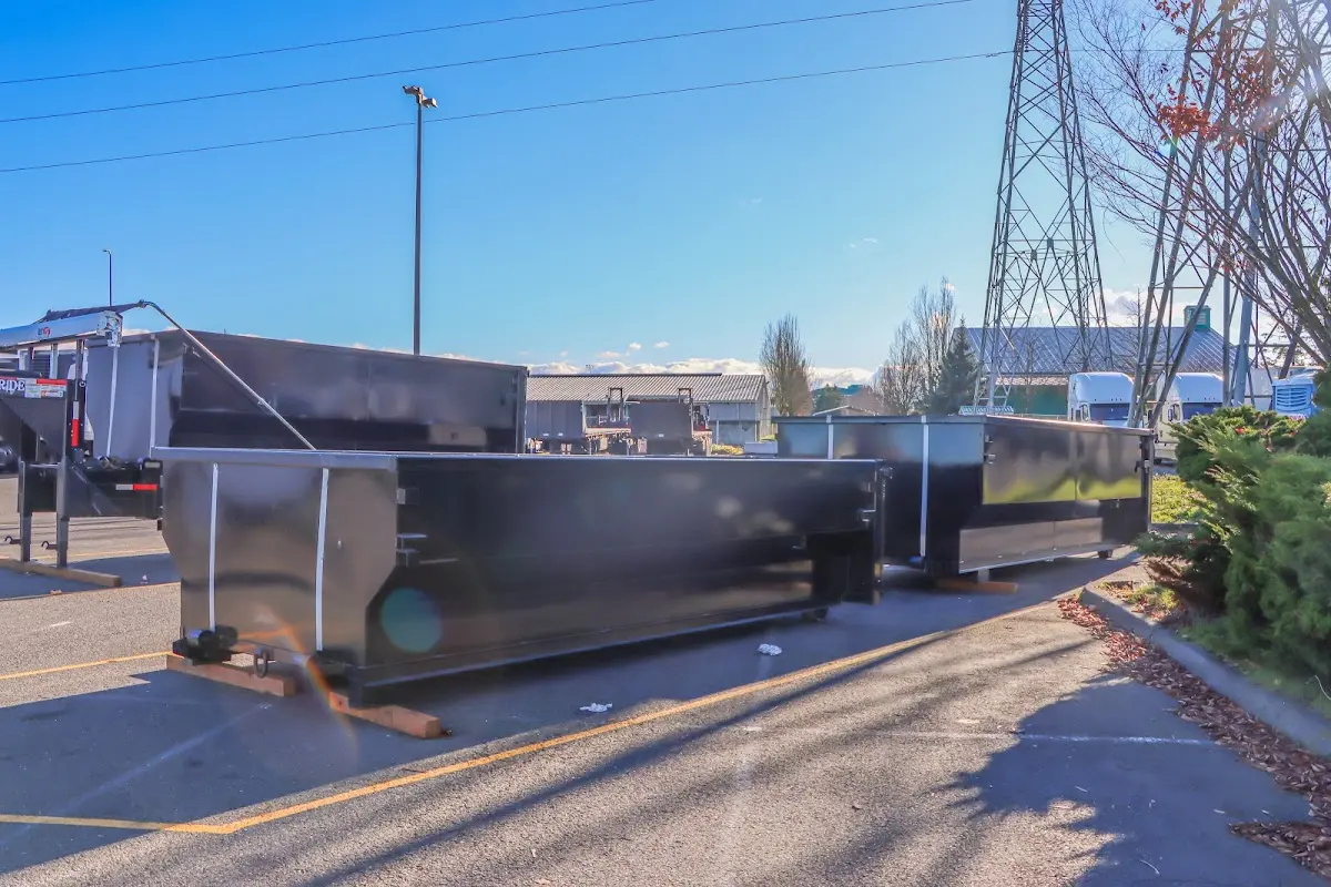 Roll-off dumpster ready for waste disposal at job site for 4 Yard Dumpster Rental in Chanhassen